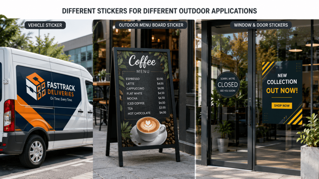 Different stickers for different outdoor applications