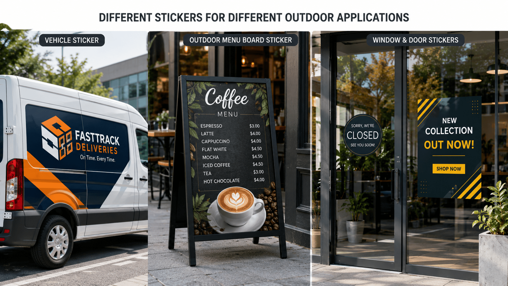 Different stickers for different outdoor applications